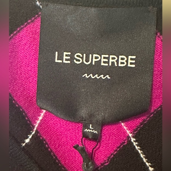 Le Superbe Argyle Sweater Cami Set in Black NWT Size Large - Picture 10 of 12